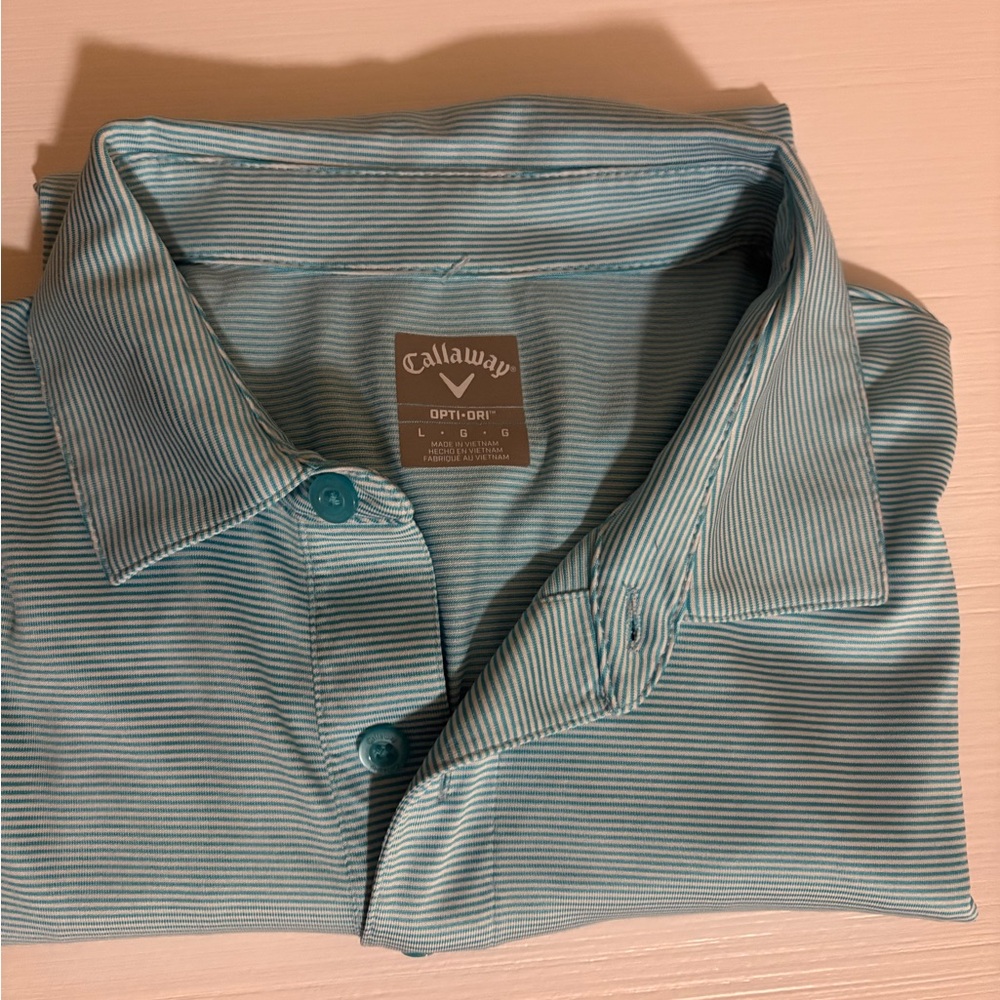 Callaway Men's Teal Micro-Striped Golf Polo
